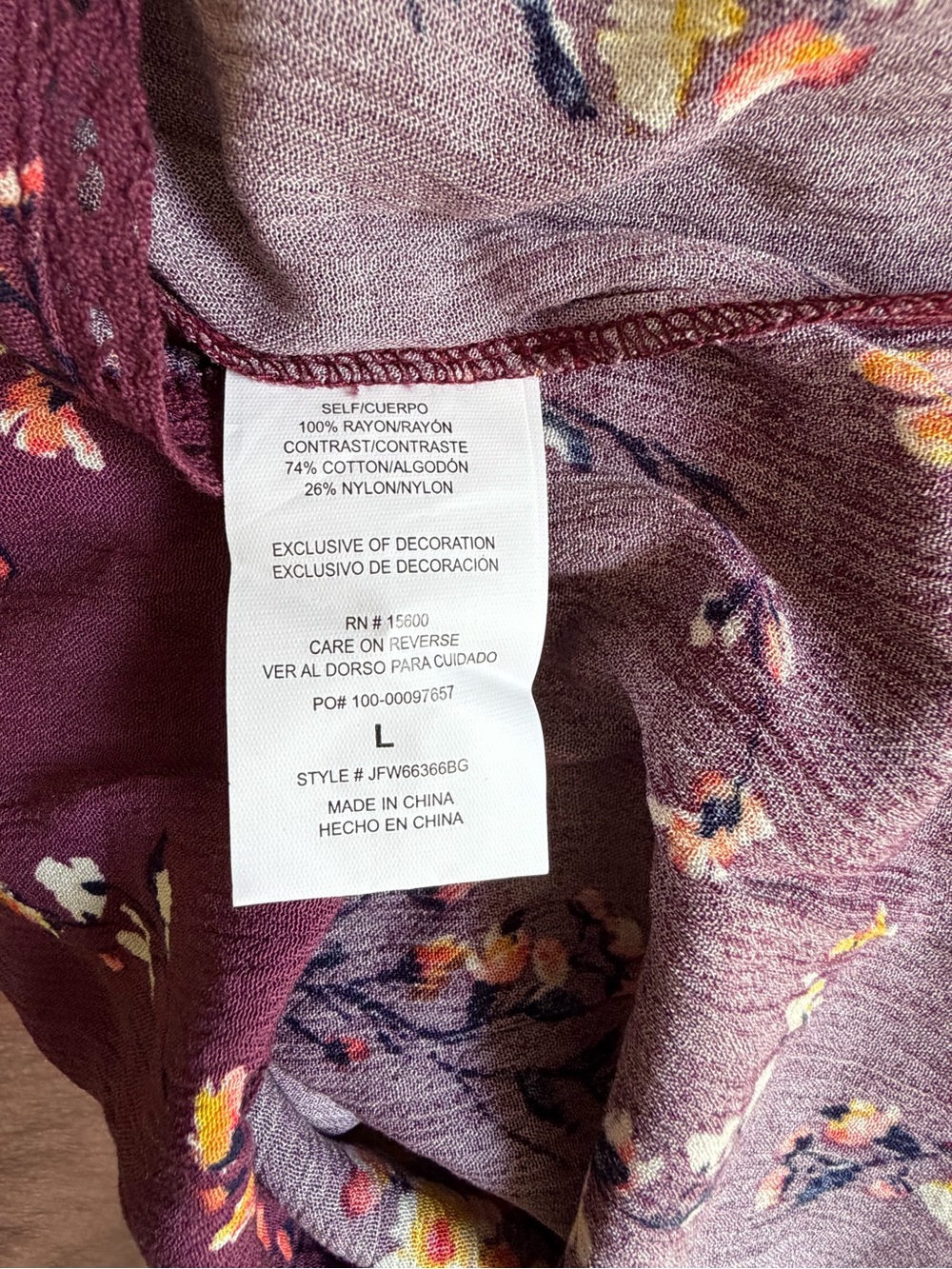 Mason & Belle Women’s Floral Lace Yoke Blouse - Purple Large NWT PTP 22” - Picture 5 of 9